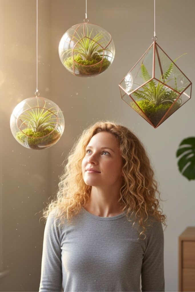 6. Hanging Terrarium Near the Closet