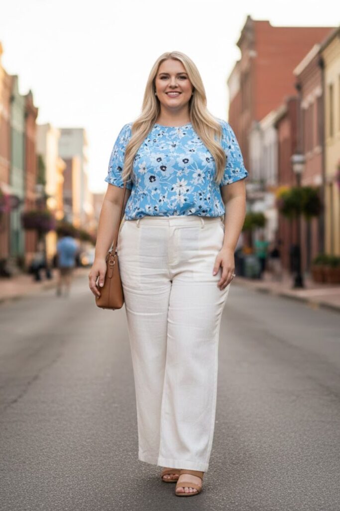 6. High‑Waisted Wide‑Leg Pants with a Tucked‑In Blouse