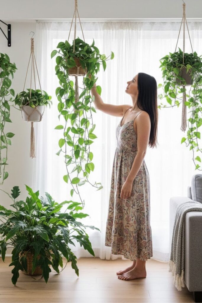 6. Incorporate Hanging Plants for Airy Vibes