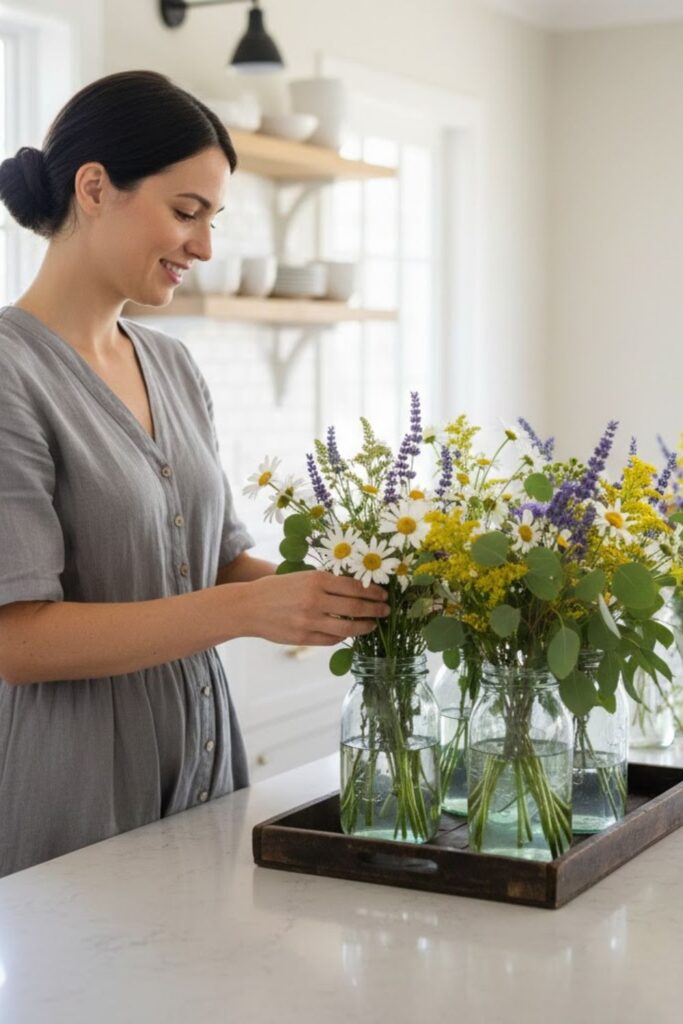 6. Mason Jar Flower Arrangements