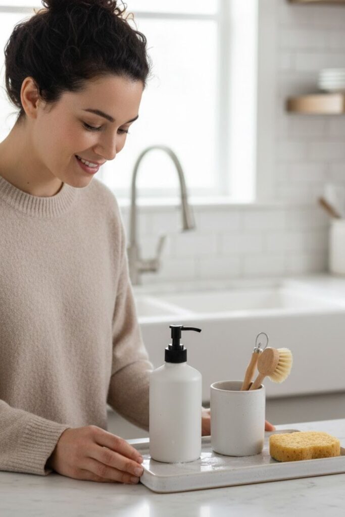 6. Soap and Dish Brush Tray Arrangement
