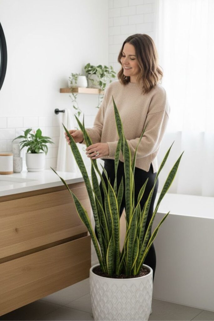 6. Tall Snake Plant in a Corner