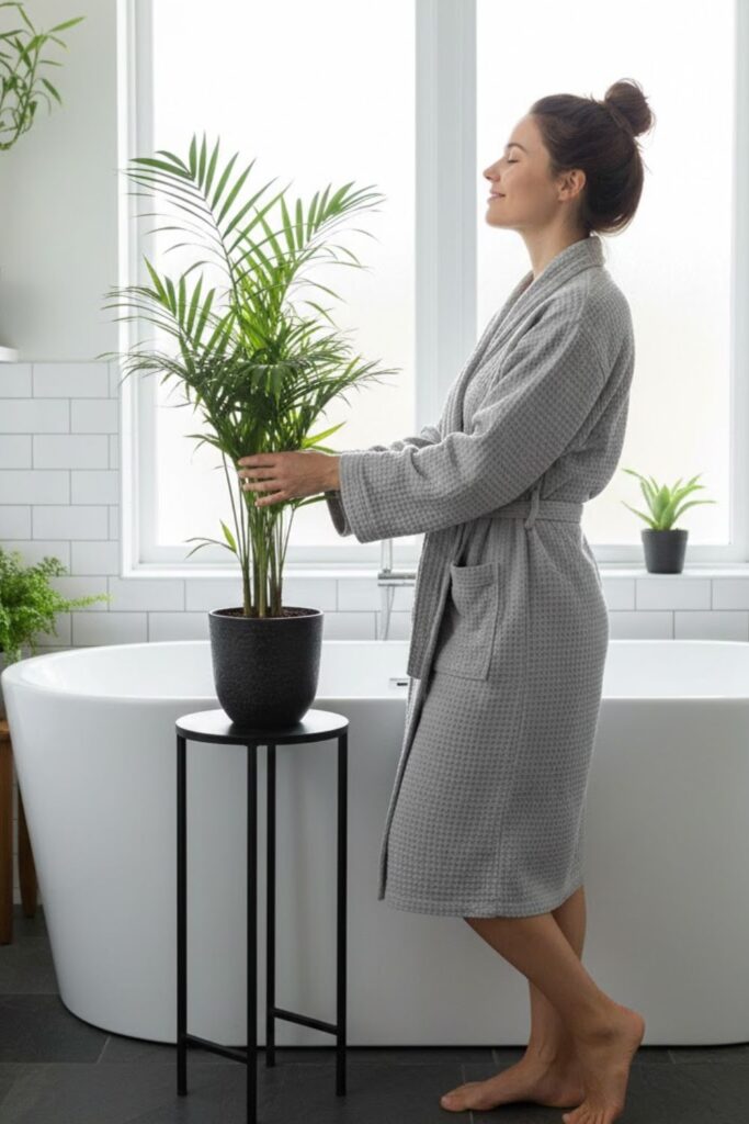 6. Use Plant Stands as Bathroom Accents