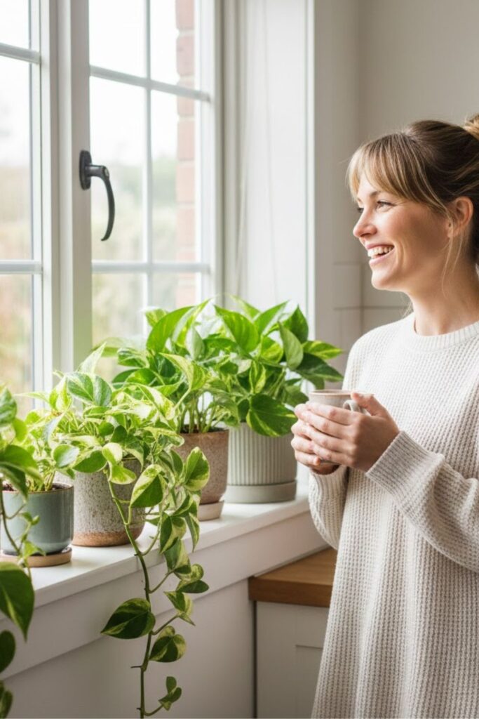 6. Window Sill Pothos Garden
