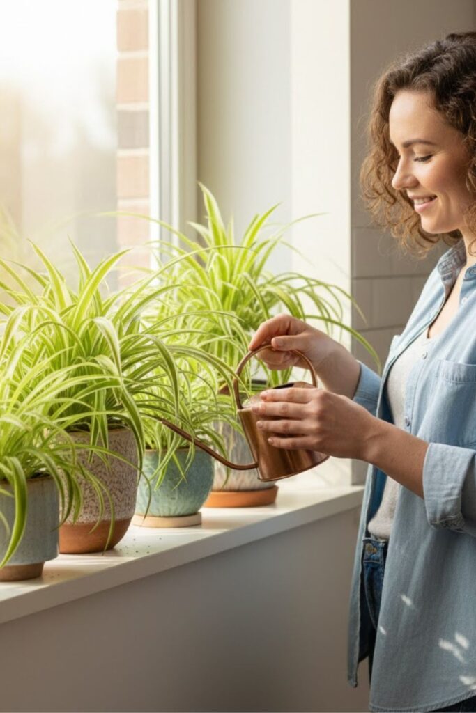 6. Window Sill Spider Plant Garden