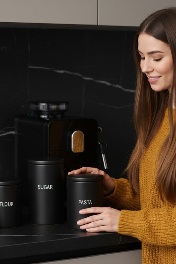 7. Black Ceramic Canisters