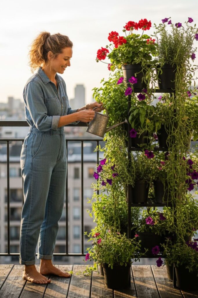 7. Create a Balcony or Patio Plant Tower