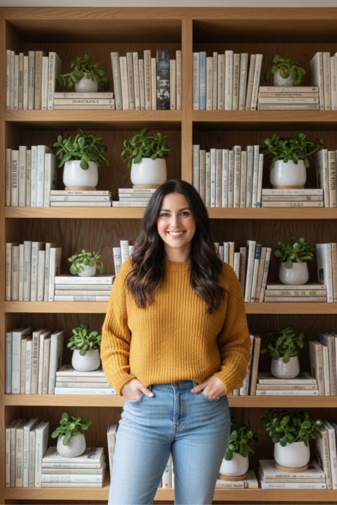 7. Decorate a Bookshelf with Jade Plants