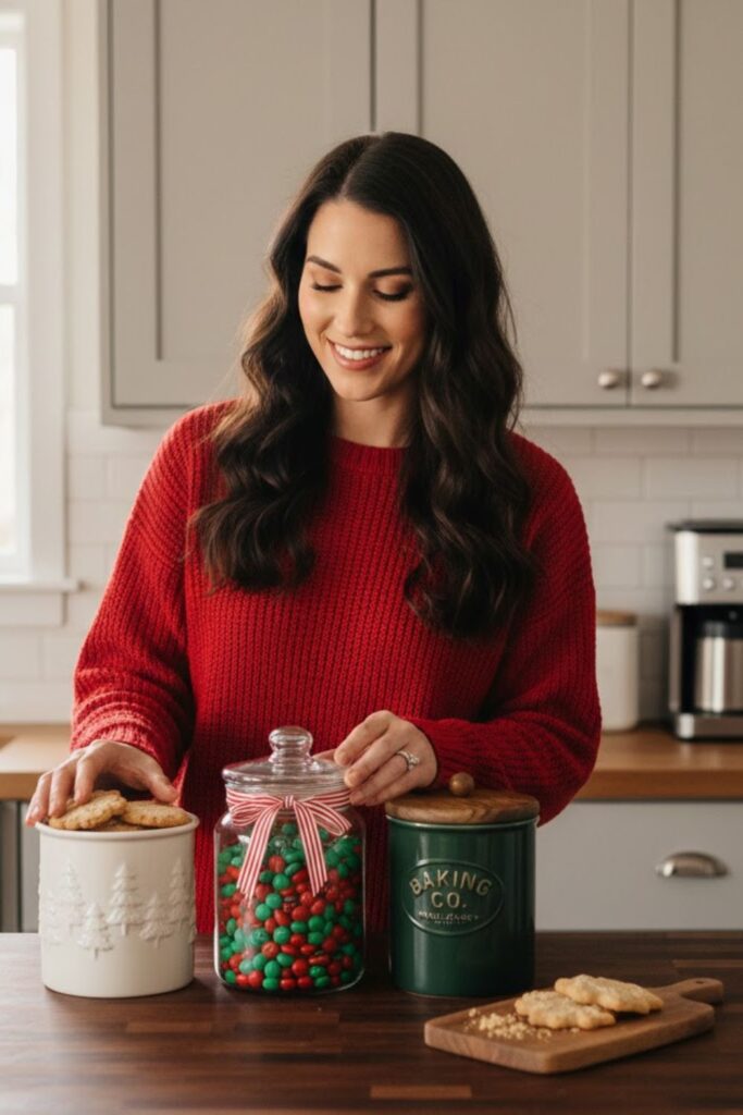 7. Decorate with Festive Canisters and Jars