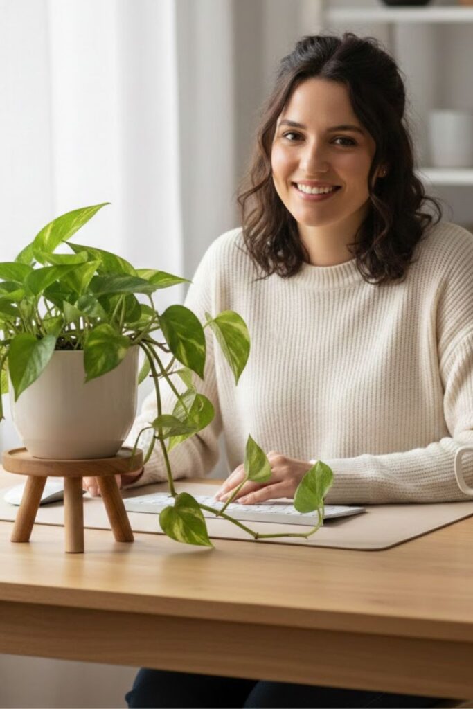 7. Elevated Desk Plant Stand Display
