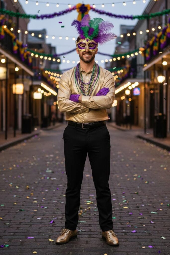 7. Metallic Shirt with Trousers