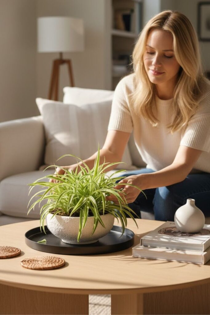 7. Spider Plant Coffee Table Accent