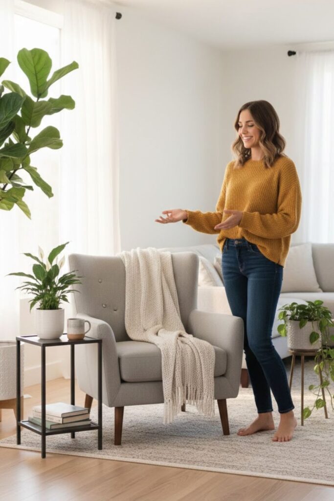 7. Style Plant Pots Beside Sofas and Chairs
