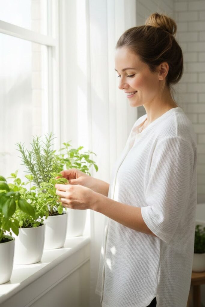 7. Window Sill Herb Garden