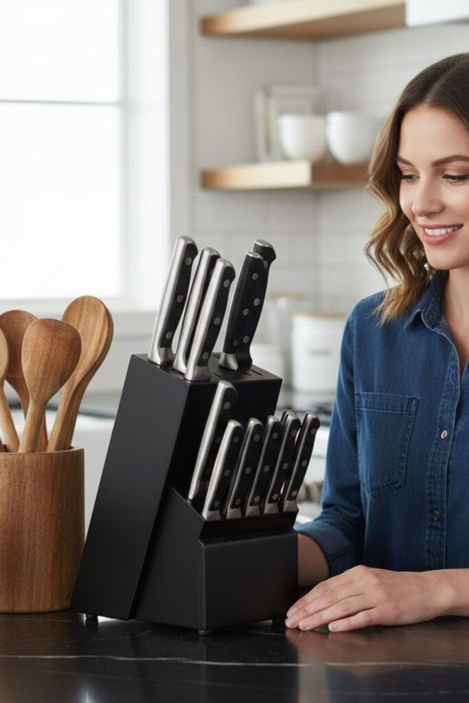 8. Black Metal Knife Block