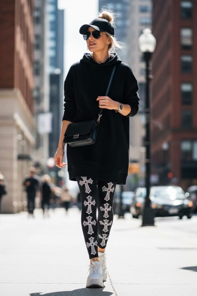 8. Chrome Heart Leggings with Hoodie Dress