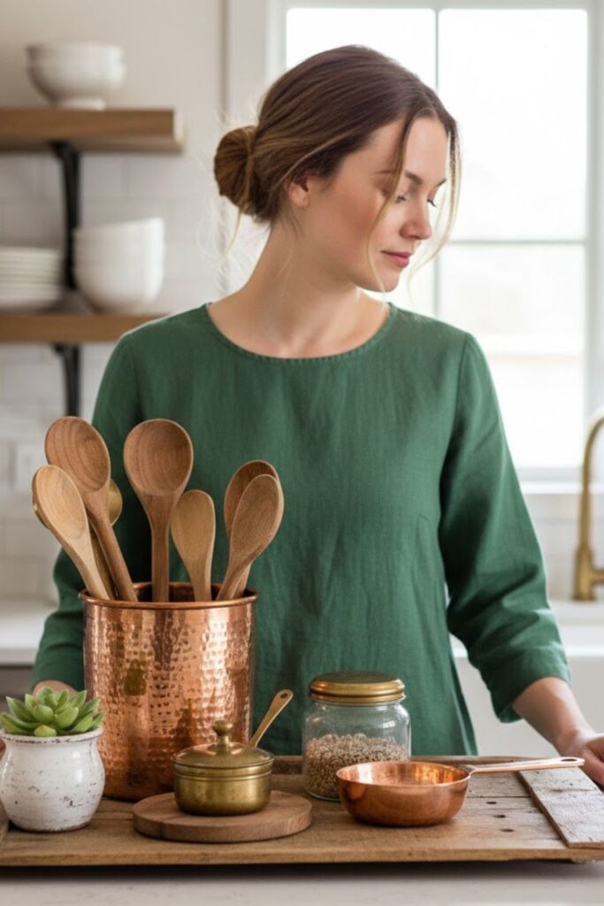 8. Copper or Brass Accents for Warmth