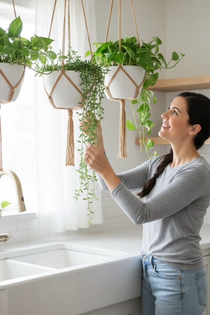 8. Hanging Planters Above Counter