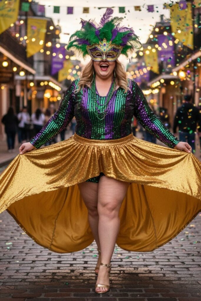 8. High-Low Skirt with Sequin Top