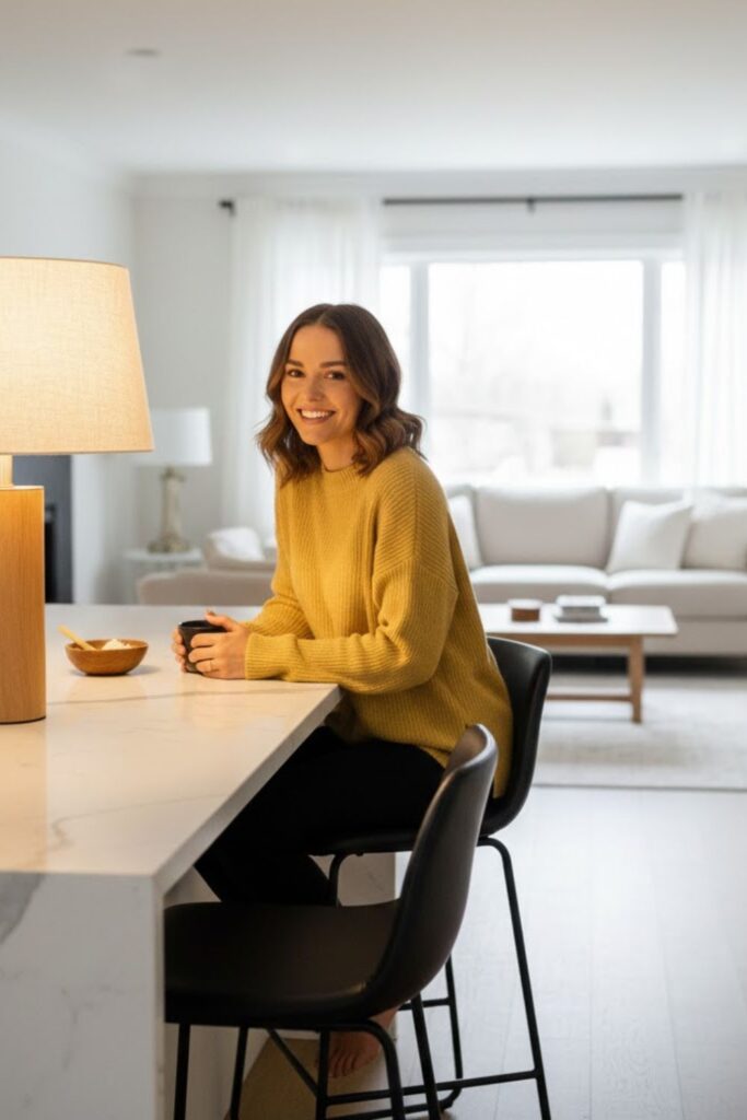 8. Kitchen Counter Lamps Decor With Soft Fabric Shades