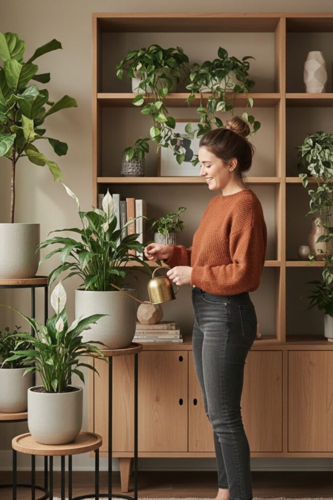 8. Mix Plant Stands with Shelving