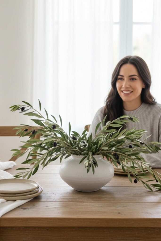 8. Olive Branch Arrangement on Dining Table