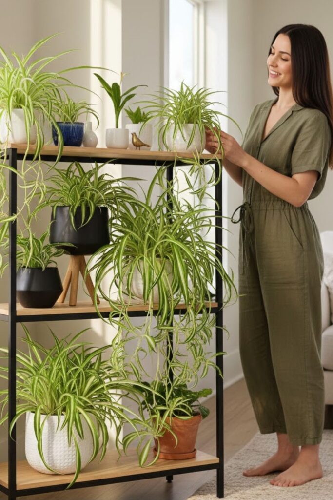 8. Spider Plant Shelf Ensemble