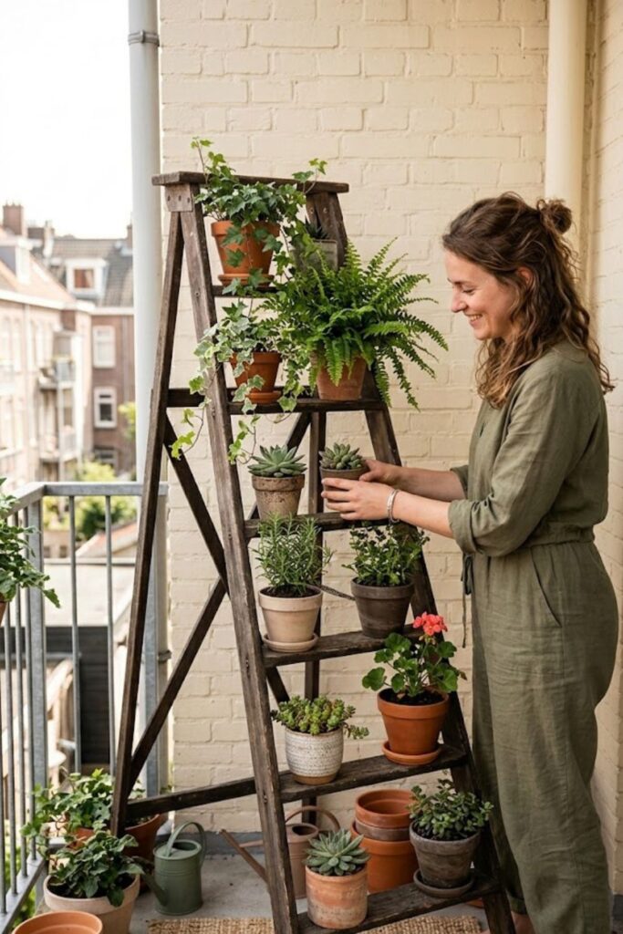 8. Use Decorative Plant Ladders