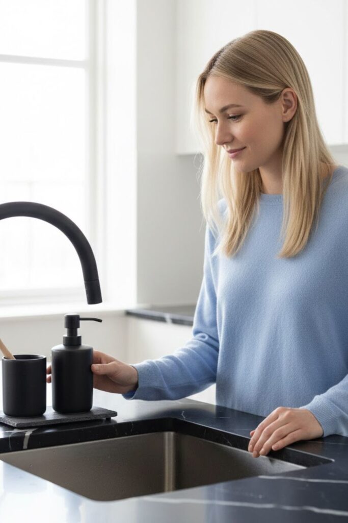 9. Black Ceramic Soap Dispenser