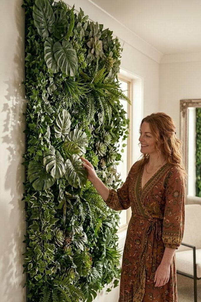 9. Build a Lush Artificial Plant Wall