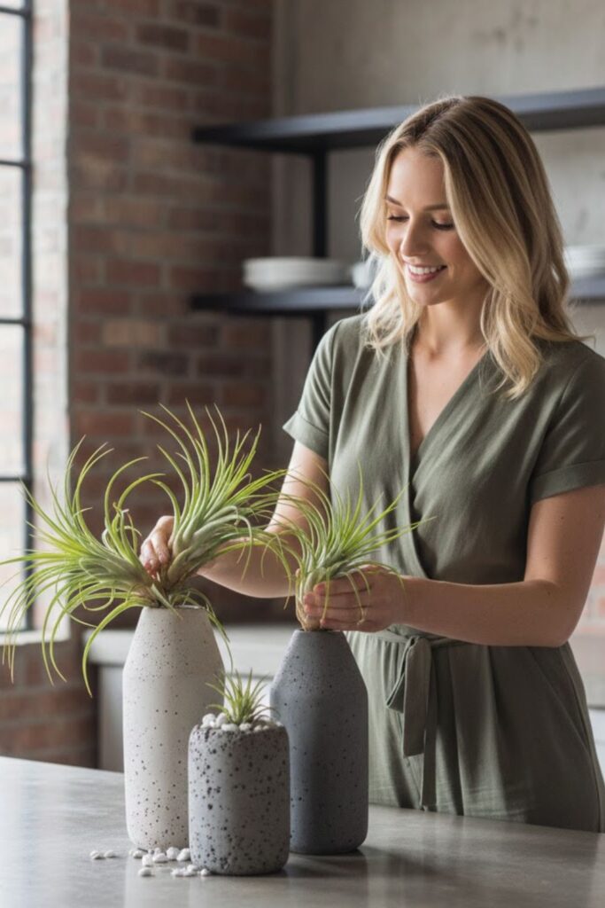 9. Concrete Vase with Air Plants