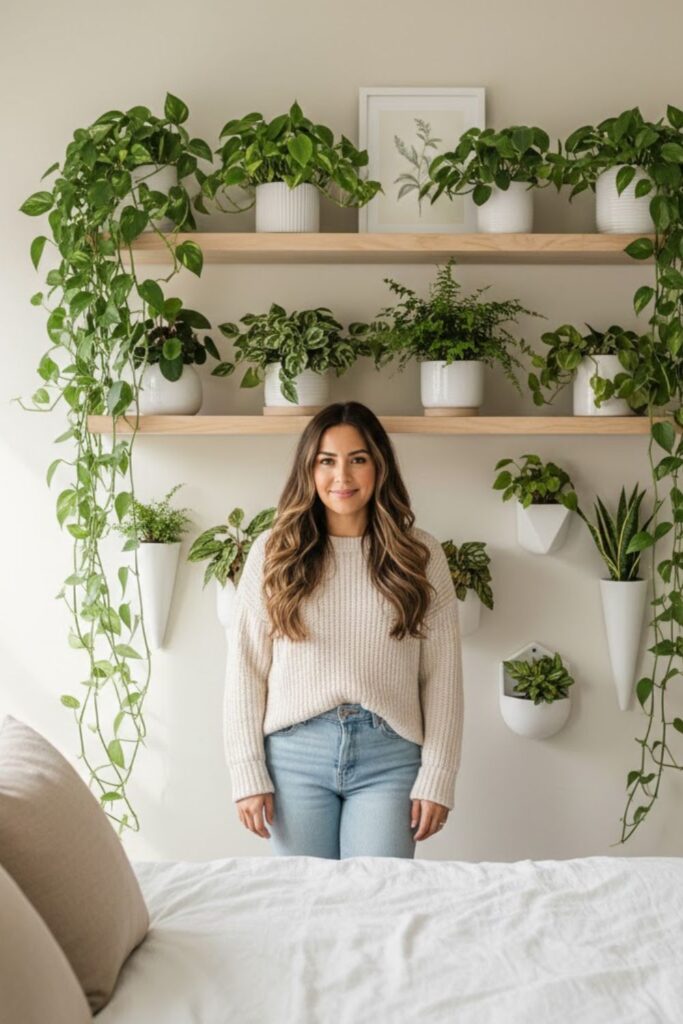 9. Design a Bedroom Plant Accent Wall