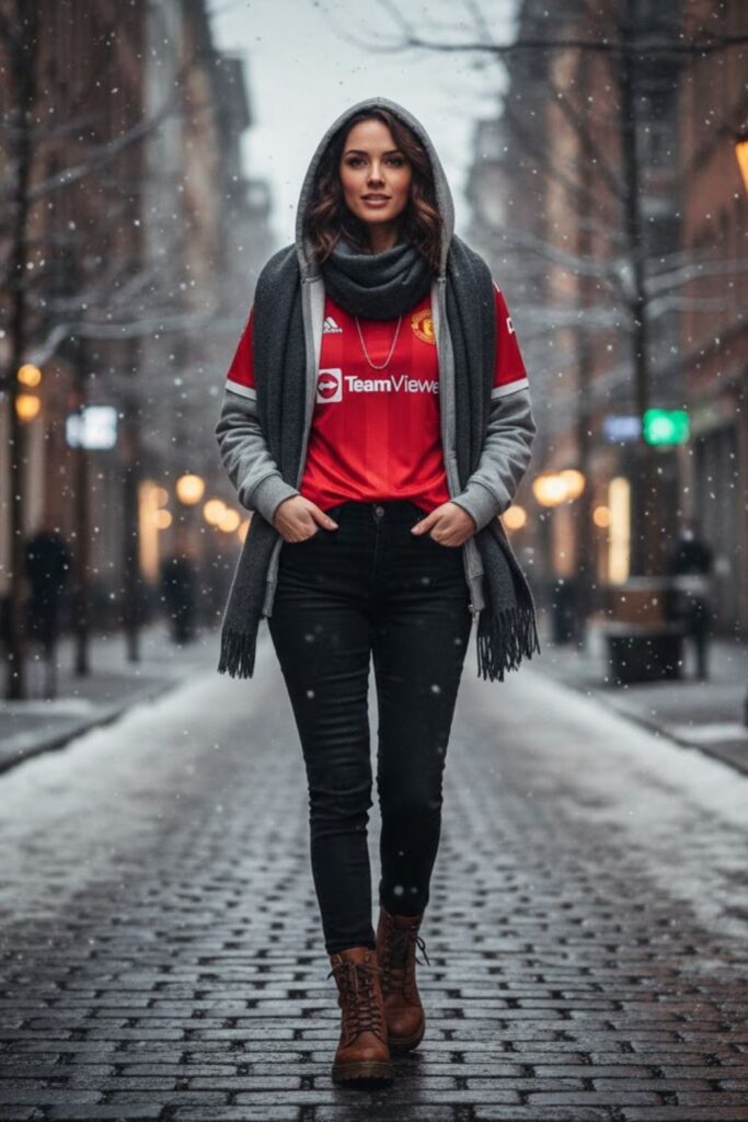 9. Layered Winter Outfit with Hoodie