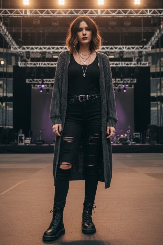 9. Longline Cardigan with Dark Denim
