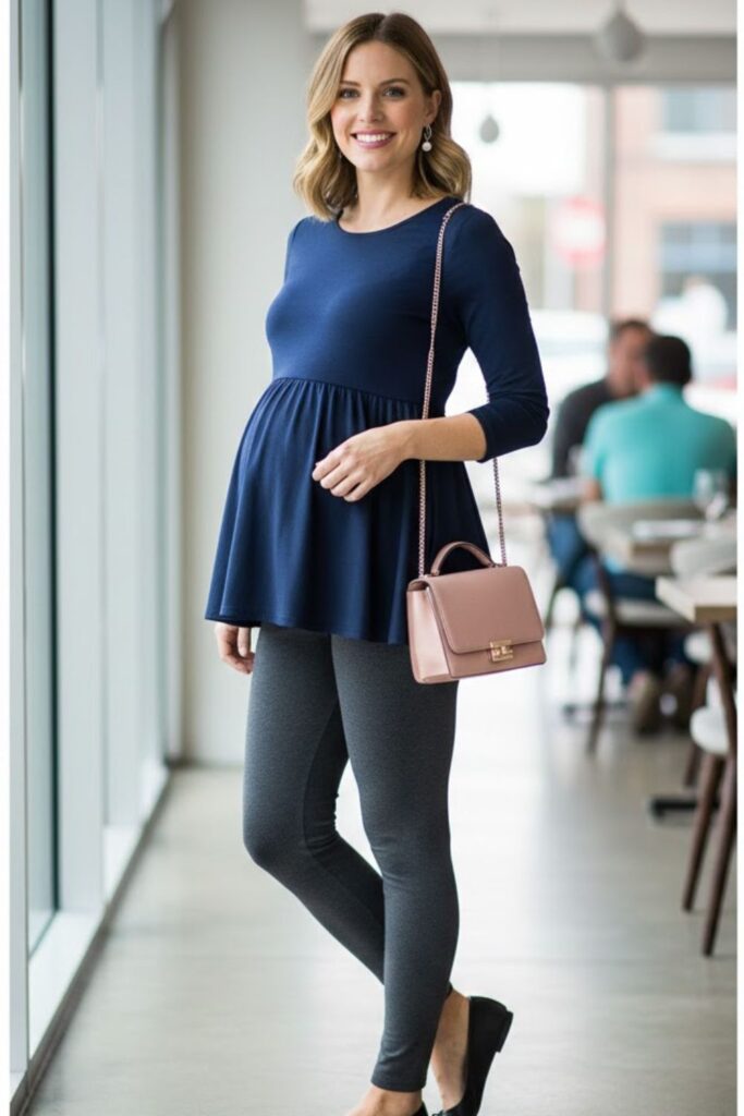 9. Maternity Leggings with Peplum Top
