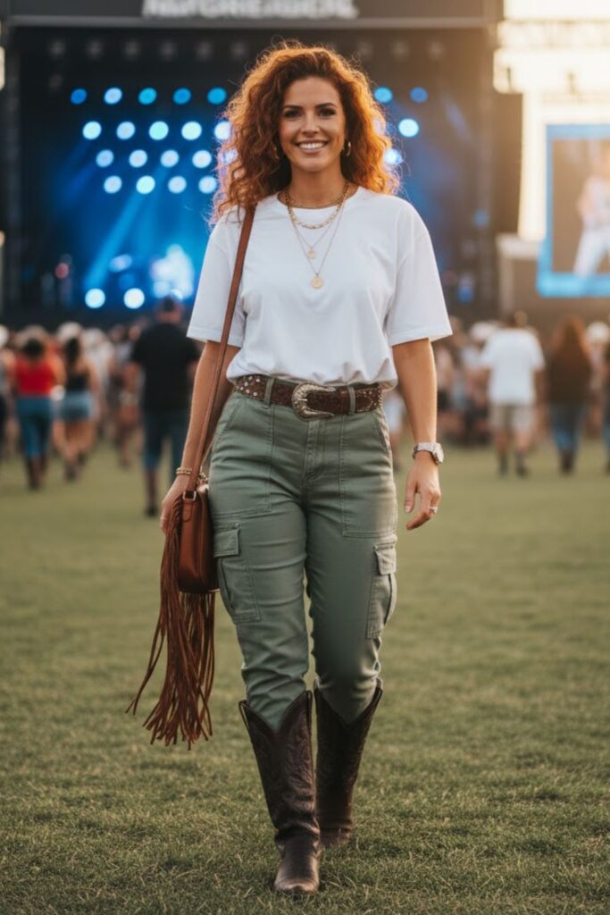 9. Oversized T-Shirt with Cargo Pants
