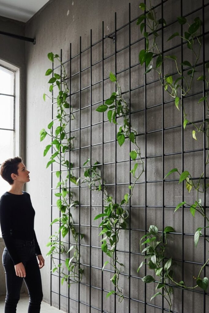 9. Rebar Grid Wall Trellis for Climbing Plants