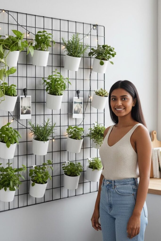 4. Use a Metal Grid Wall for Modern Styling