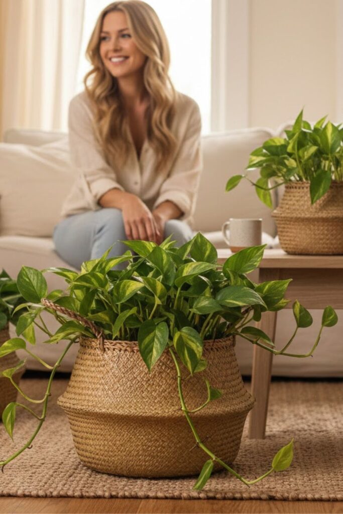 13. Pothos in Woven Baskets