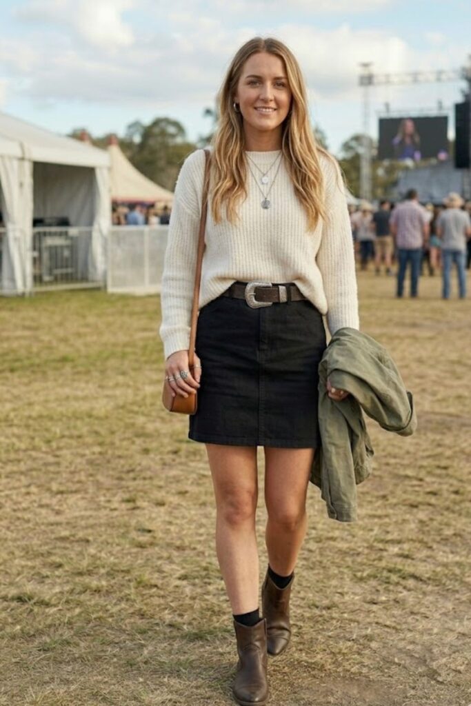 1. Black Skirt with Cozy Sweater
