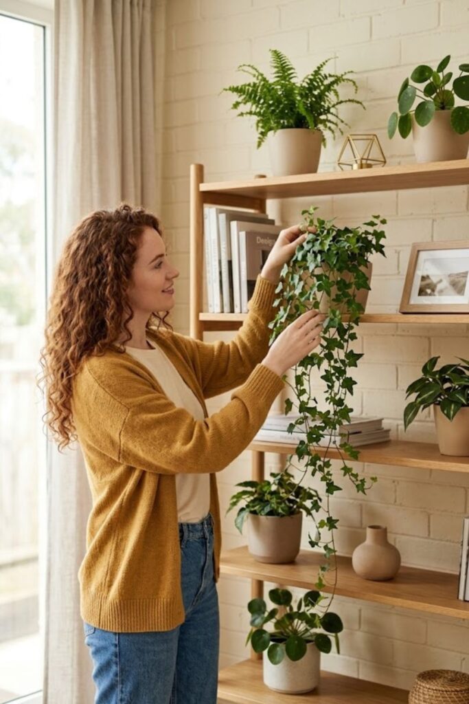 1. Let Ivy Cascade from Floating Shelves