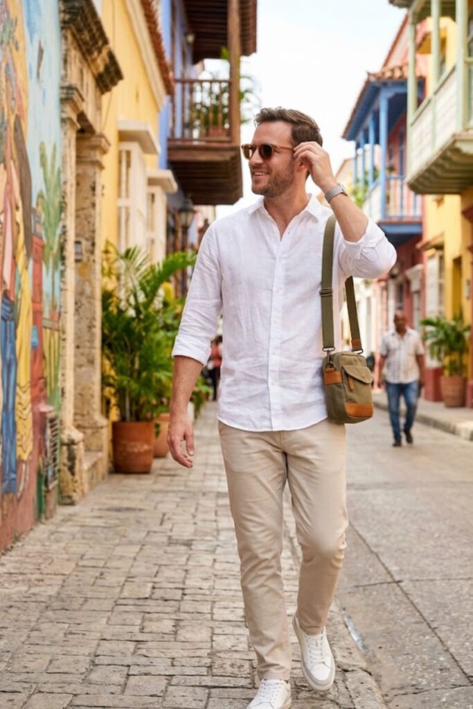 1. Linen Shirt with Chino Pants