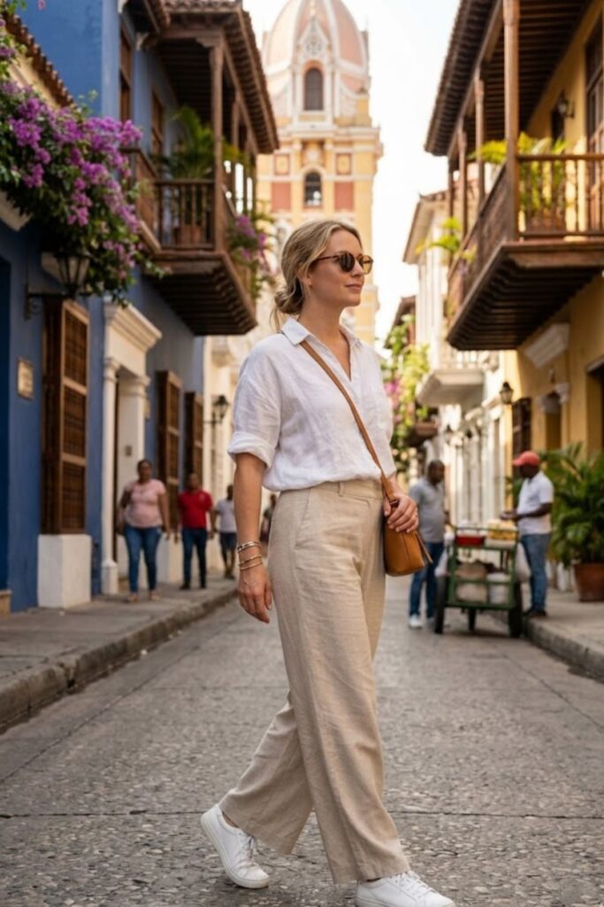 1. Linen Shirt with Lightweight Trousers