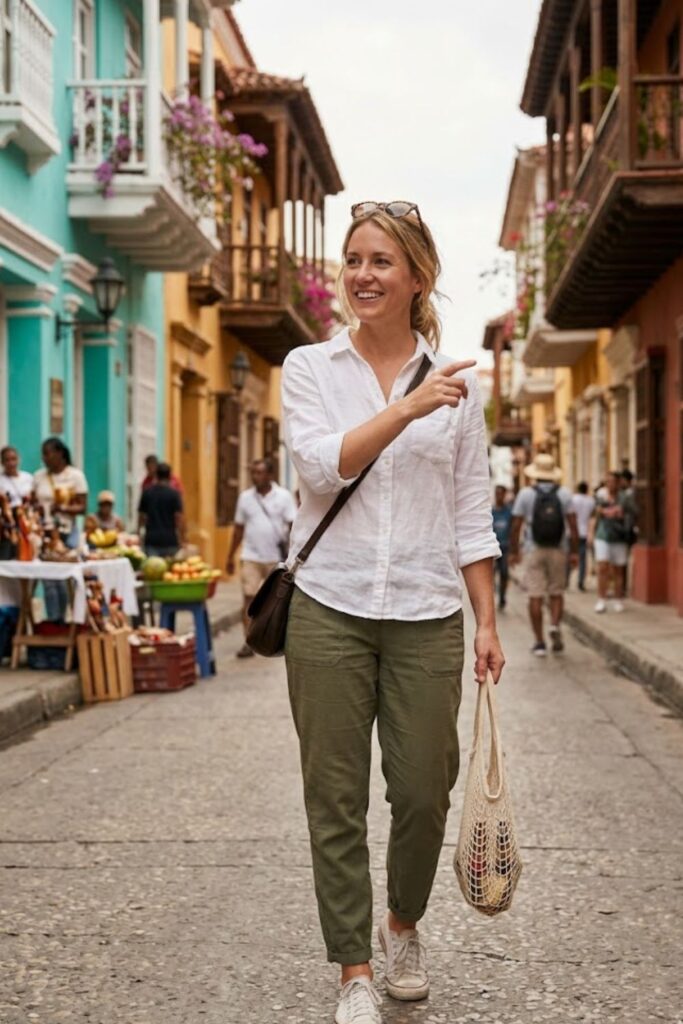 1. Linen Shirt with Relaxed Travel Pants