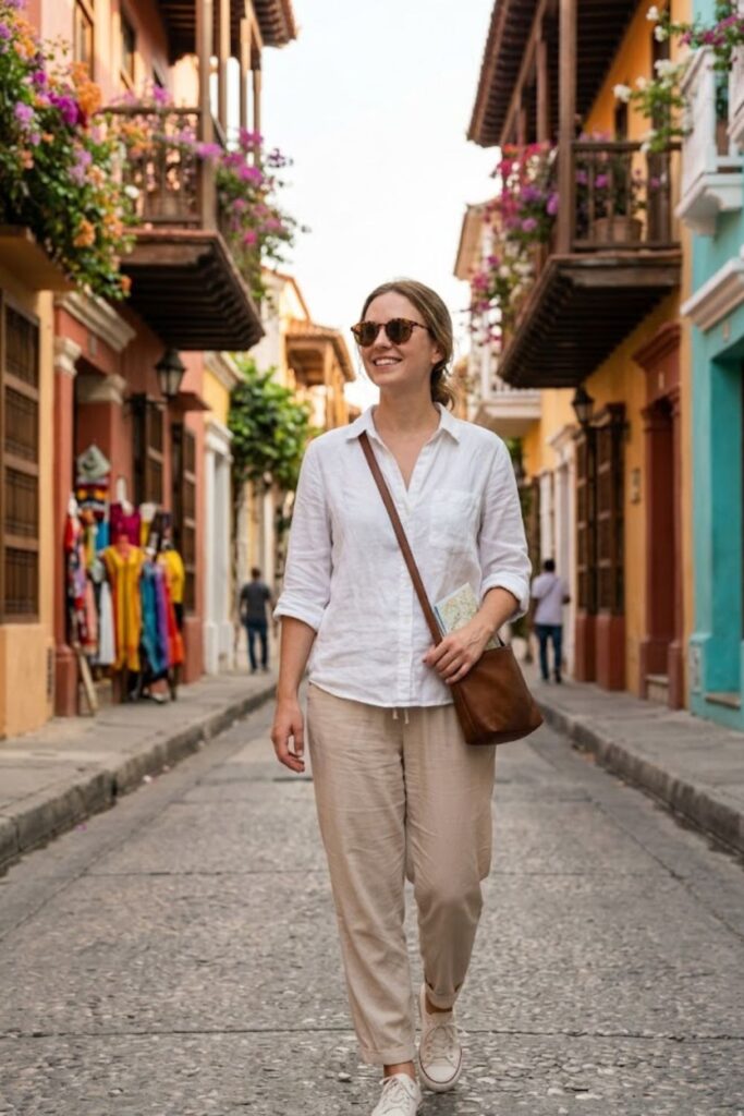 1. Linen Shirt with Relaxed Travel Pants