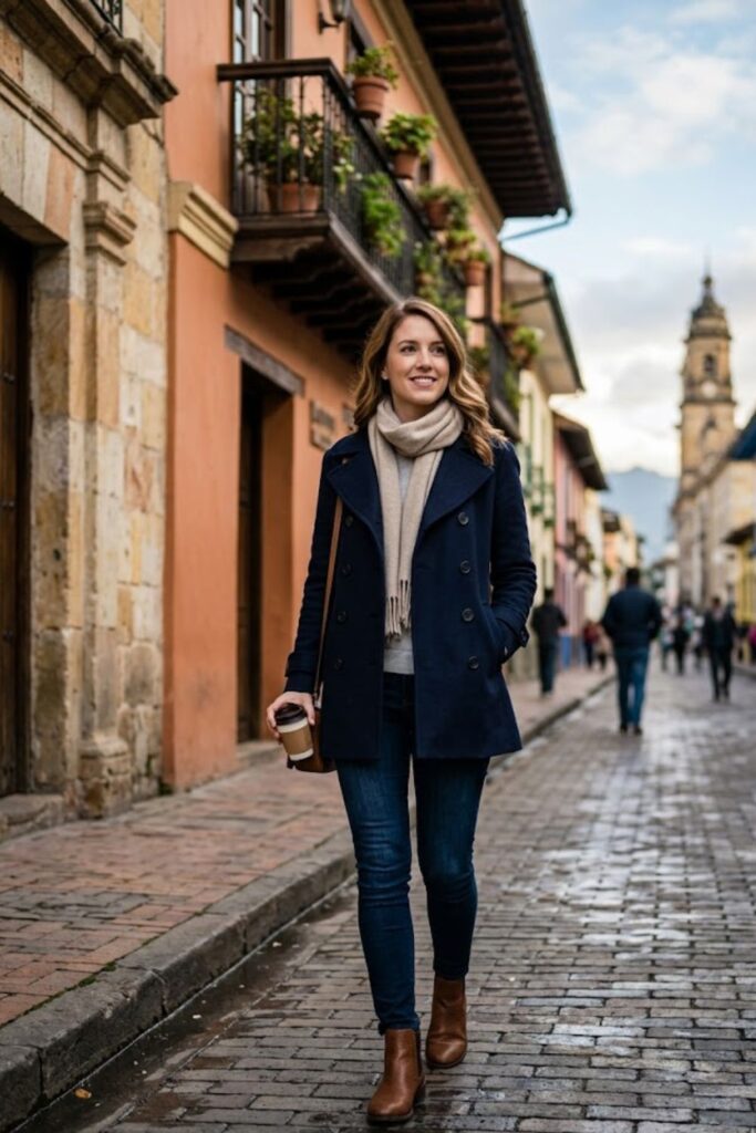 1. Wool Coat with Skinny Jeans