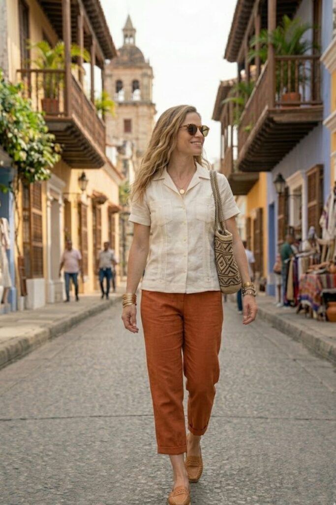 10. Guayabera Shirt with Casual Pants