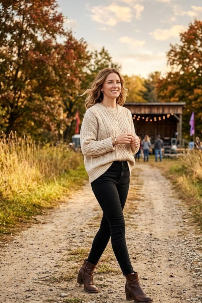 10. Oversized Sweater and Black Jeans