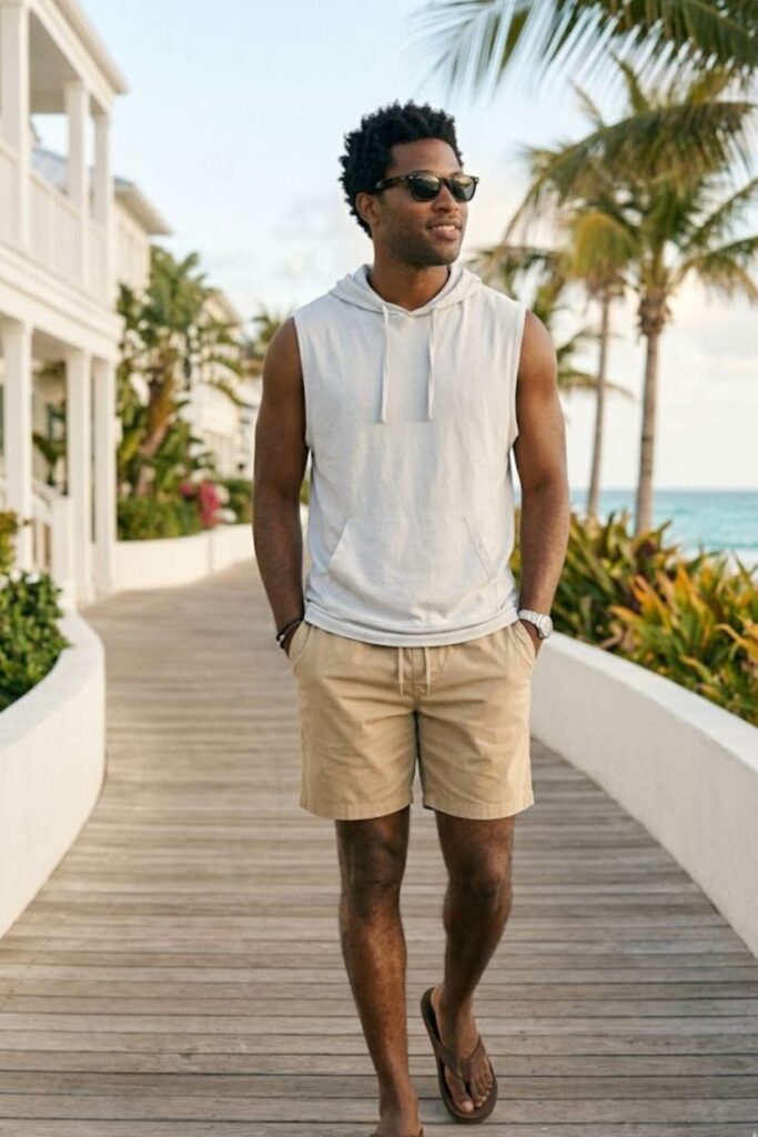 10. Sleeveless Hoodie with Shorts