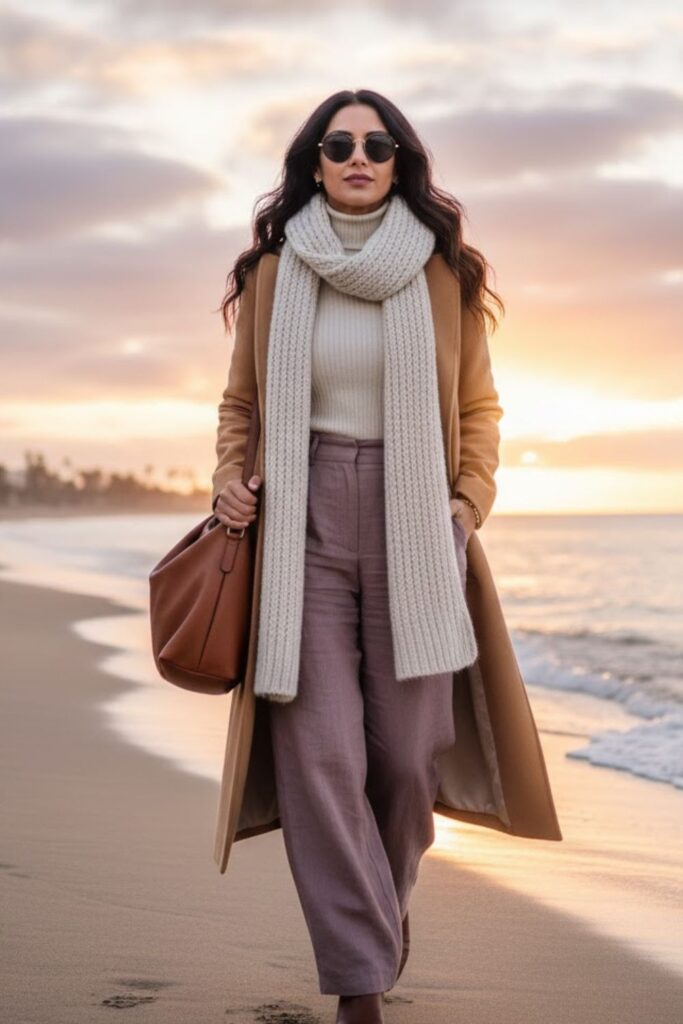 10. Turtleneck with Wide-Leg Linen Pants